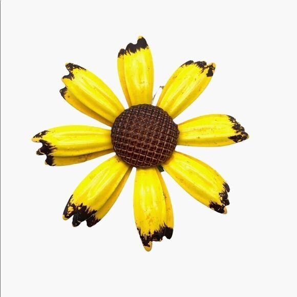 Vintage enamel sunflower brooch pin VTG‎ - Picture 4 of 5